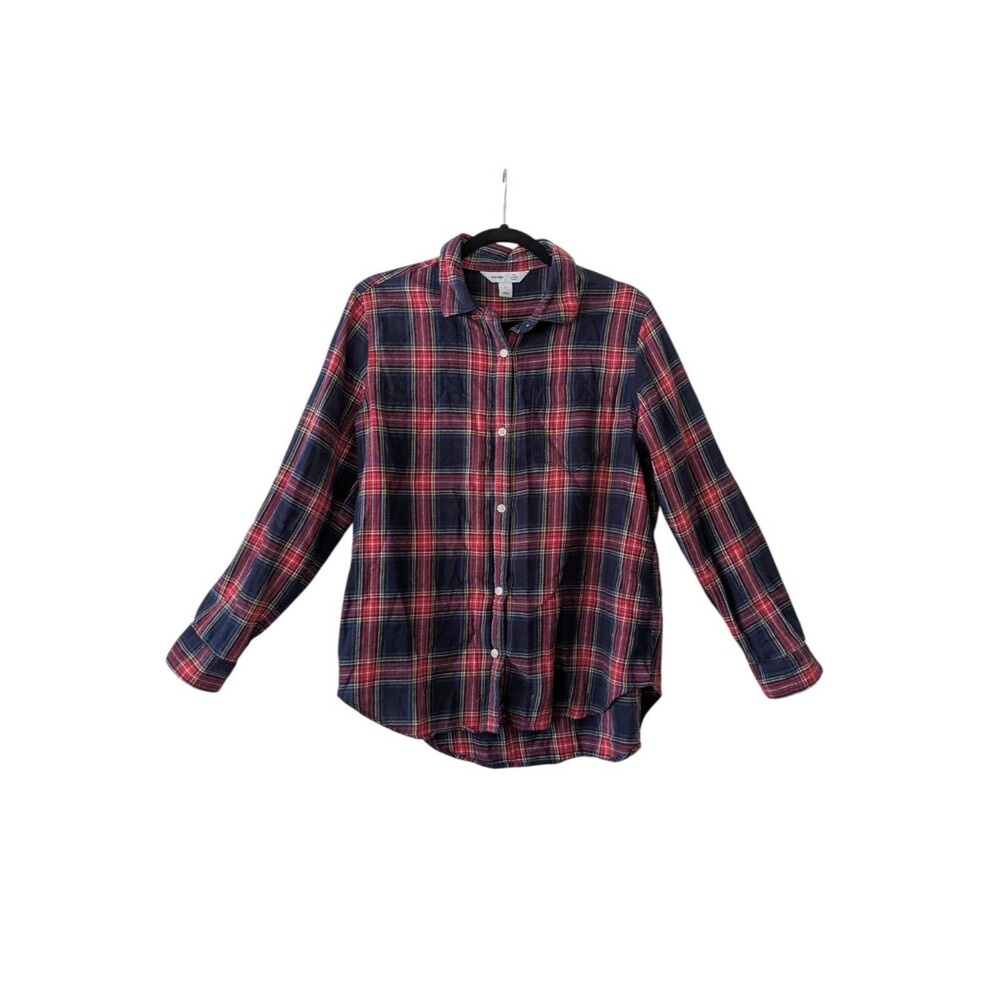 Old Navy Button Up Shirt Womens Small L The Classic Shirt Flannel Plaid